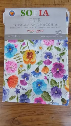 Fleckabweisende Tischdecke, Marmor und Blumen, 100 % wasserabweisend, in allen Größen Frühling-Sommer 2021 !!!! (120 x 160 cm) von Pago Poco