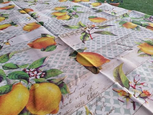 Pago Poco NEUHEIT!!! Frühling-Sommer-Kollektion 2021-22 !!!! Schmutzabweisende Tischdecke Muster Zitronen bügelt sich nicht und trocknet in einem Augen-Batter !!!!!! (140 x 300) von Pago Poco