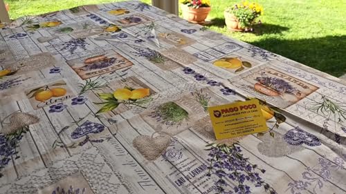 Pago Poco Rechteckige Tischdecke, schmutzabweisend, 100 % wasserabweisend, Muster Lavendel und Blumen, in allen Größen ...kein Bügeln!!!! (140 x 230) von Pago Poco