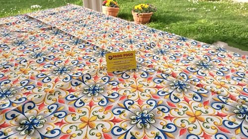 Pago Poco Rechteckige Tischdecke, schmutzabweisend, Motiv: Maiolica, Multicolor, 100 % wasserabweisend, in allen Größen, kein Bügeln von Pago Poco