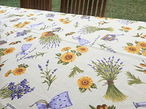 Pago Poco Rechteckige Tischdecke mit Lavendel und Sonnenblumen, in Allen Größen 100% Baumwolle Made IN Italy!!!! von Pago Poco