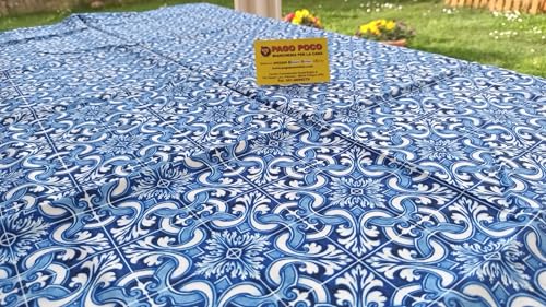 Rechteckige Tischdecke, schmutzabweisend, Mayolika, Farbe Hellblau, 100 % wasserabweisend, in allen Größen 2021 !!!! (120 x 160 cm) von Pago Poco
