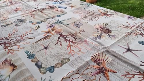 Pago Poco Rechteckige Tischdecke, schmutzabweisend, Motiv: Koralle, Farbe Rot, schmutzabweisend, wasserabweisend, bügelfrei. Maße: 140 x 240 cm von Pago Poco