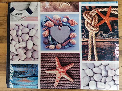 Rechteckige Tischdecke aus Kunststoff, 100 % wasserdicht, Motiv: Meer Fische Koralle, Seestern, Maße: 140 x 180 cm, hergestellt in Italien von Pago Poco
