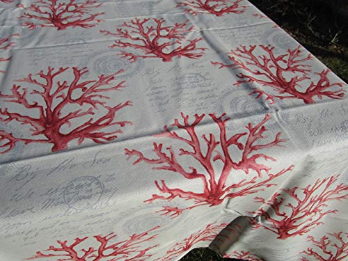 Rechteckige Tischdecke mit Korallen-Muster, Maße: 140 x 240 cm, 100% wasserabweisend, Farbe: Rot, Made IN Italia!!!! von Pago Poco