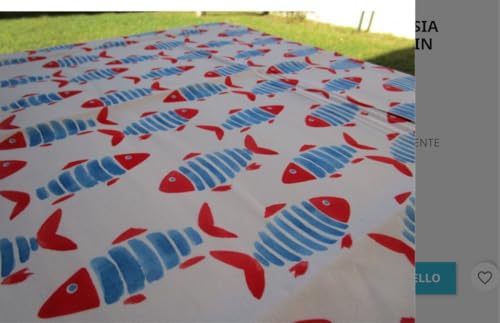 Tischdecke, rund, schmutzabweisend, Motiv: Fische, Farbe: Hellblau, Durchmesser: 180 cm, schmutzabweisend, wasserabweisend, bügelfrei. von Pago Poco