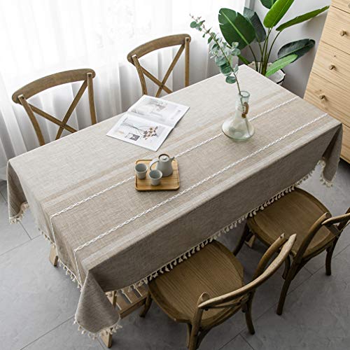 Pahajim Tischdecke Rechteckige Tischdecke Baumwolle Leinen Quaste Tischdecke tischdecke abwaschbar für Speisetisch Picknick-Party Tischdecke(Asymmetrie - Kaffee, Rechteckig/Oval, 140 x 180 cm) von Pahajim