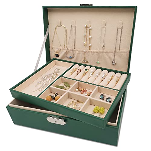 Pahajim Schmuckaufbewahrung für Damen Mädchen, Schmuckkästchen 2-stöckige Schmuckkasten PU-Leder Schmuckschatulle Jewelry Organizer Schmuckbox für Ringe, Ohrringe, Armbänder und Halsketten Pahajim Schmuckaufbewahrung für Damen Mädchen, Schmuckkästchen 2-stöckige Schmuckkasten PU-Leder Schmuckschatulle Jewelry Organizer Schmuckbox für Ringe, Ohrringe, Armbänder und Halsketten von Pahajim
