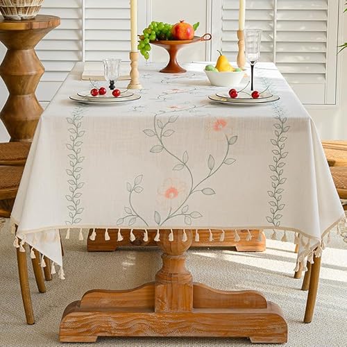 Pahajim Tischdecke Rechteckig Baumwolle Leinen Tischdecke Boho Tischdecke Abwaschbar Quasten Design für Küche, Esszimmer, Wohnzimmer, Outdoor, Biertisch(140 x 180 cm) von Pahajim