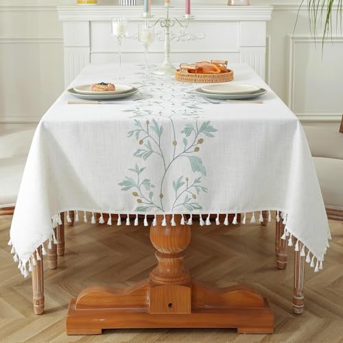 Pahajim Tischdecke Rechteckig Baumwolle Leinen Tischdecke Boho Tischdecke Abwaschbar Quasten Design für Küche, Esszimmer, Wohnzimmer, Outdoor, Biertisch(140 x 180 cm) von Pahajim