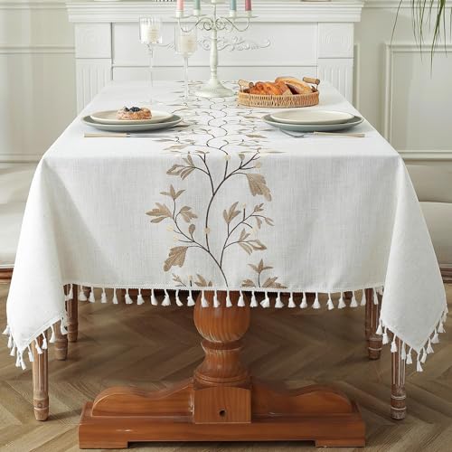 Pahajim Tischdecke Rechteckig Baumwolle Leinen Tischdecke Boho Tischdecke Abwaschbar Quasten Design für Küche, Esszimmer, Wohnzimmer, Outdoor, Biertisch(140 x 260 cm) von Pahajim