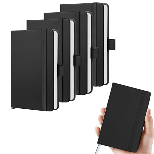 4 x A6-Notizbuch, kleiner Notizblock, 9,5 x 14,3 cm, fester Einband, kleines Leder-Notizbuch, Notizblock mit 160 Seiten/80 Blatt, Schwarz 4 x A6-Notizbuch, kleiner Notizblock, 9,5 x 14,3 cm, fester Einband, kleines Leder-Notizbuch, Notizblock mit 160 Seiten/80 Blatt, Schwarz von Paicreate