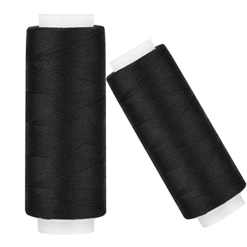 Schwarzes Polyester-Nähgarn, 2 Stück, je 100 Meter, universell für Maschinen- und Handnähen, starkes und langlebiges Garn für alle Stoffe einschließlich Baumwolle, Denim, Leder und Synthetik von Paicreate