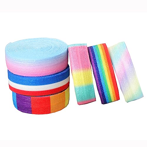 Faltbares elastisches Band, glänzendes dekoratives Band, Nähbesatz, elastisches Band, Regenbogenfarben, faltbares elastisches Band für Mädchenhaarband, DIY-Projekt (jede Farbe 2,7 m, 6 verschiedene Faltbares elastisches Band, glänzendes dekoratives Band, Nähbesatz, elastisches Band, Regenbogenfarben, faltbares elastisches Band für Mädchenhaarband, DIY-Projekt (jede Farbe 2,7 m, 6 verschiedene von Paictheix
