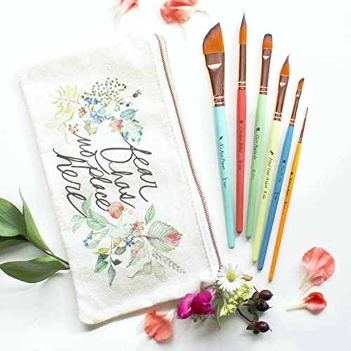 Kristy Rice Reise-Aquarell-Pinsel, professionell, mit Tasche, Set mit 6 Aquarellpinseln mit inspirierenden Mantras, Wasserfarben-Pinsel für Leinwandmalerei von Paintcrush