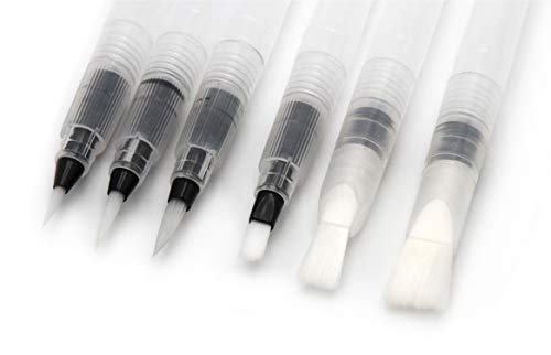 Paintersisters® Aquarell Wassertank-Pinsel – Sets mit 6 verschiedenen Pinselspitzen – Tuschepinsel Perfekt für Wasserfarben, Aquarellstifte + -Näpfe, Künstlerqualität (6er Pinselset) von Paintersisters