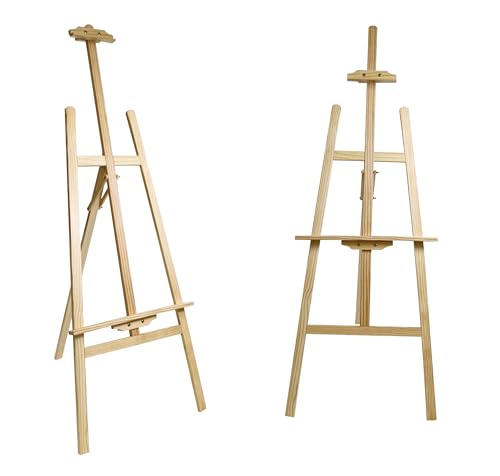 Holzstaffelei EASY 150 verstellbar aus massivem Kiefernholz – für Leinwände bis 108 cm – stabile Malstaffelei & Bildhalter, höhenverstellbar 39-85 cm, Höhe 145 cm von Paintersisters