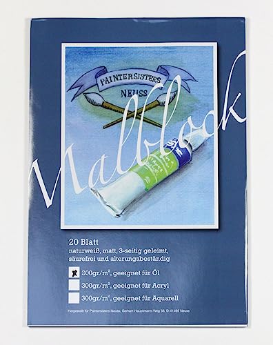 Paintersisters® Malblock A4, 20 Blatt für Ölfarben, Block mit Strukturiertem Papier 200g/m², naturweiß und matt, säurefrei Paintersisters® Malblock A4, 20 Blatt für Ölfarben, Block mit Strukturiertem Papier 200g/m², naturweiß und matt, säurefrei von Paintersisters