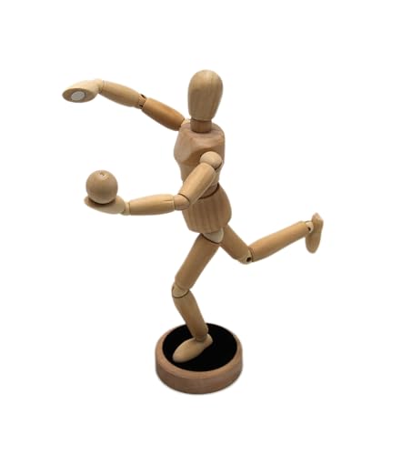 Paintersisters® Gliederpuppe 20cm hoch magnetisch mit Ball, Mannequin, Zeichenpuppe, aus feinem Samalholz – FSC, Zeichenpuppe aus Holz, Holzfigur, Holzpuppe von Paintersisters