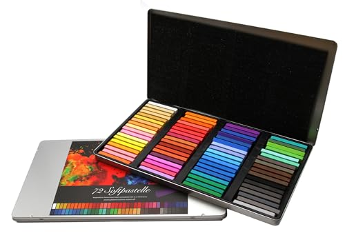 Paintersisters® Soft-Pastellkreide Set – 36er & 72er Metallbox, Hochwertige Pigmentierung, Künstlerqualität (72er) von Paintersisters