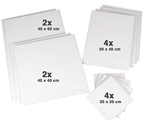 Paintersisters® Keilrahmen-Set-1 mit 12 Keilrahmen: je 2x 40x40 + 40x60cm, je 4x 20x20 + 30x40cm, 320gr/m² Leinwand, Keilrahmenset Paintersisters® Keilrahmen-Set-1 mit 12 Keilrahmen: je 2x 40x40 + 40x60cm, je 4x 20x20 + 30x40cm, 320gr/m² Leinwand, Keilrahmenset von Paintersisters