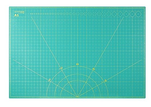 Snyderline Schneidematte DIN A1 (60 x 90 cm) in grün - beidseitig nutzbar, selbstheilende Schneideunterlage, Bedruckt in cm & inch von Snyderline