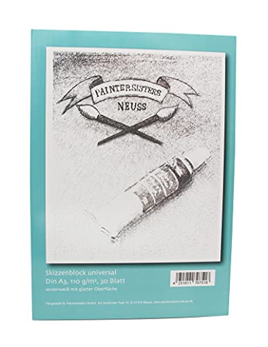 Paintersisters® Skizzenblock A3, 30 Blatt, Zeichenblock für Bleistift- und Kohlezeichnungen, hochwertiges seidenweißes Papier 110g/m², säurefrei von Paintersisters