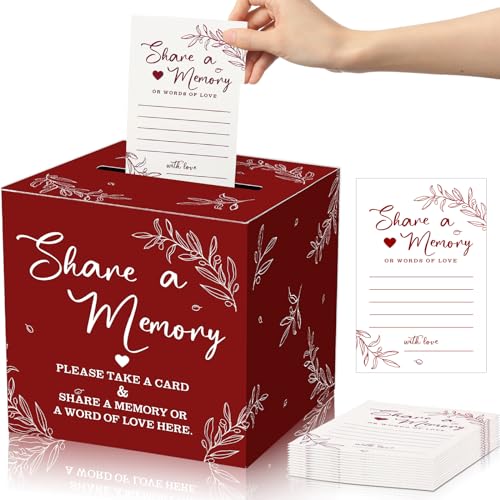 Pajean „Share a Memory“-Karten für Lebensmomente, Erinnerungskartenbox für Gästebeiträge bei Beerdigung, Abschlussfeier, Hochzeit, Brautparty, Geburtstag, Jubiläum, Ruhestand, 50 Stück, Rot Pajean „Share a Memory“-Karten für Lebensmomente, Erinnerungskartenbox für Gästebeiträge bei Beerdigung, Abschlussfeier, Hochzeit, Brautparty, Geburtstag, Jubiläum, Ruhestand, 50 Stück, Rot von Pajean