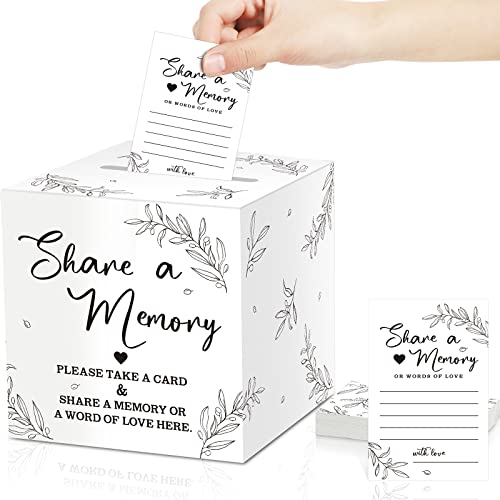 Pajean 50 Stück Greenery Share a Memory Cards für Sammlungen des Lebens, Speicherkarten Box Gästekarte Ideen für Beerdigung Abschluss von Pajean