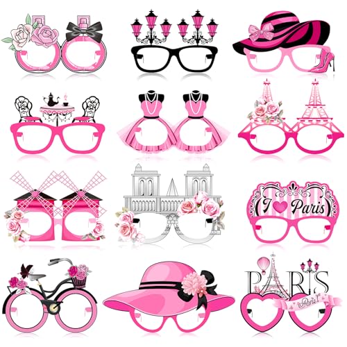 Pajean Paris-Party-Brillen, Dekoration, französische Papiergläser, Großpackung, rosa Paris-Sonnenbrillenrahmen, Eiffelturm-Requisiten, Foto-Requisiten für französische Ooh La La Partygeschenke Pajean Paris-Party-Brillen, Dekoration, französische Papiergläser, Großpackung, rosa Paris-Sonnenbrillenrahmen, Eiffelturm-Requisiten, Foto-Requisiten für französische Ooh La La Partygeschenke von Pajean