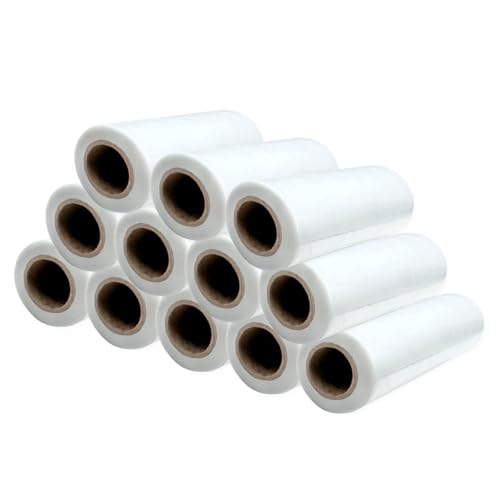 Pak Technik Stretchfolie 23my transparent 1 kg, Länge 200m, Breite 25cm, Verpackungsmaterial, Verpackungsfolie auf Rolle, Folie Für Möbel, Umzugsfolie, 12 Rollen von Pak Technik