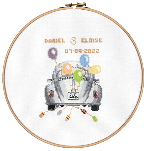 Pako Kreuzstich-Set Just Married - Sticksets für Erwachsene - Gezählter Aida-Stoff - 12 x 15 cm von Pako