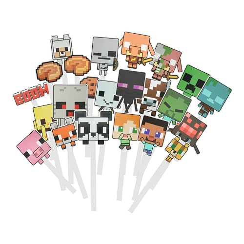 Paladone Minecraft Fotorequisiten-Pack, 58 Requisiten und 40 Stäbe, Geburtstagsparty Foto-Booth-Zubehör und Dekorationen von Paladone