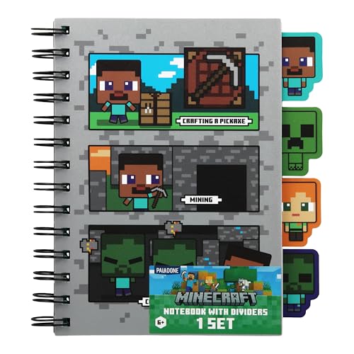 Paladone Minecraft Notebook Schreibwaren-Set für Jungen, offiziell lizenzierter A5 Spiral-gebundener Planer mit 4 Trennwänden und Lineal, Back to School Supplies Paladone Minecraft Notebook Schreibwaren-Set für Jungen, offiziell lizenzierter A5 Spiral-gebundener Planer mit 4 Trennwänden und Lineal, Back to School Supplies von Paladone