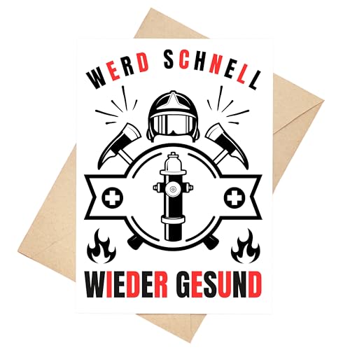 Gute Besserung Karte Feuerwehr Klappkarte Genesungskarte DIN A6 Gute Besserung Karte Feuerwehr Klappkarte Genesungskarte DIN A6 von Palanemo