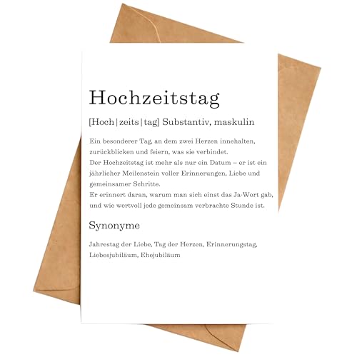 Hochzeitstag Karte Definition Klappkarte Glückwunschkarte DIN A6 Hochzeitstag Karte Definition Klappkarte Glückwunschkarte DIN A6 von Palanemo