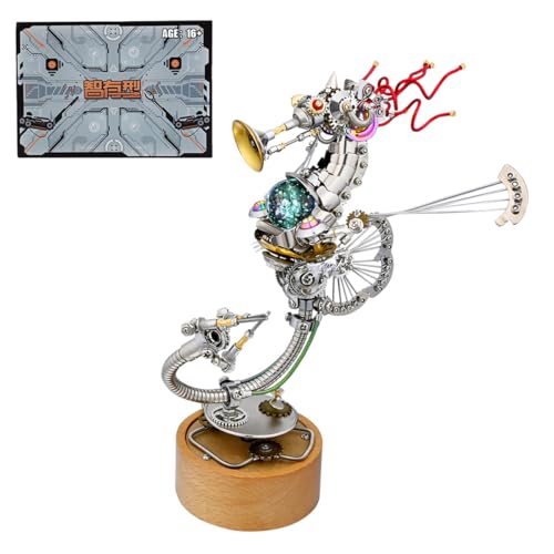Palapozzy 3D Metall Seepferdchen Spieluhr Modellbausätze für Erwachsene, Steampunk DIY Metallmontage Mechanische Tierpuzzles Kreative Geschenke für Erwachsene (1000+PCS) von Palapozzy