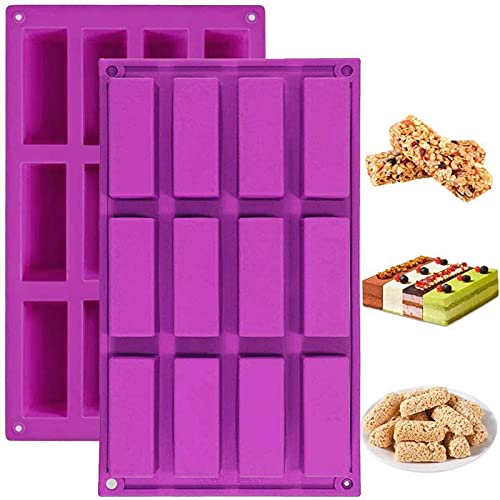 Palksky (2 Stück 12 Mulden, mittlere schmale Silikonformen/Formen/Proteinriegel/Energieriegel, Hersteller für Karamellbrot, Brot, Muffin, Brownie, Maisbrot, Käsekuchen, Pudding, Seife, Butterform von Palksky