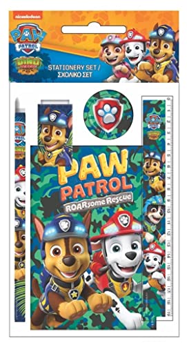Paw Patrol Schreibset | Kinder Schreibwarenset | Stift, Lineal, Spitzer, Radiergummi (5-teilig) von Palleon