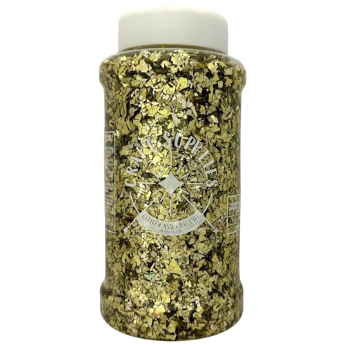 Großes 400 g Shaker Glas mit klobigem Gold-Glitzer, bunter Glitzer für Harz oder Handwerk, grober Glitzer, Nagelkunst Großes 400 g Shaker Glas mit klobigem Gold-Glitzer, bunter Glitzer für Harz oder Handwerk, grober Glitzer, Nagelkunst von Palm Safe