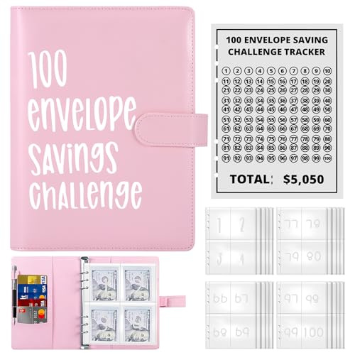 100 Briefumschläge, 100 Envelope Challenge Transparenten Geldumschlägen und Magnetknopf $5050, Geldsparung Geldordner Organizer Spar-Herausforderung für Zuhause, Schule, Rosa 100 Briefumschläge, 100 Envelope Challenge Transparenten Geldumschlägen und Magnetknopf $5050, Geldsparung Geldordner Organizer Spar-Herausforderung für Zuhause, Schule, Rosa von Palmcee