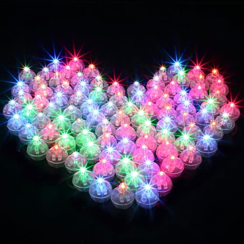 100 Stück LED-Ballon, Kugel, Mini rund, LED, lange Standby-Zeit, LED-Ballon, Blinklicht, für Party, Geburtstag, Hochzeit, Halloween, Weihnachtsdekoration (bunt) von Palmcee