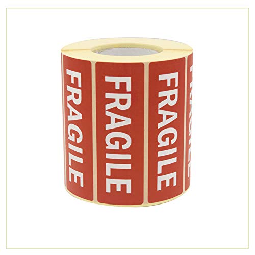 Palucart® Fragile Aufkleber Etiketten 1000 Klebeetiketten mit dem Text "Fragile" 90 x 30 weiße Schrift auf rotem Hintergrund Zerbrechliche Aufkleber Handle with care von Palucart