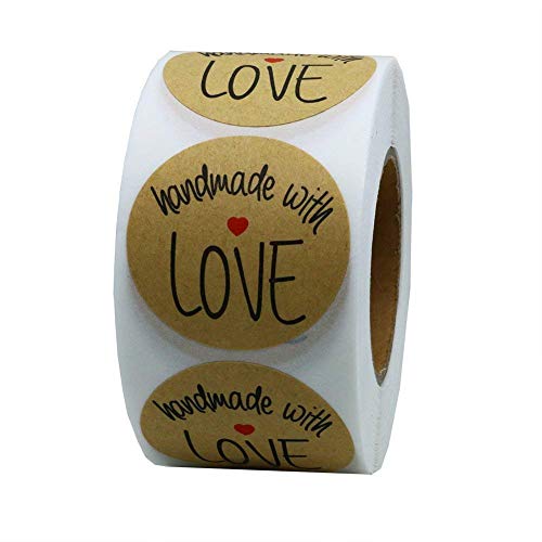 Palucart 500 Aufklebende Etiketten Hand Made with Love Selbst gemacht mit Liebe Selbstklebend Geschenkaufkleber Schwarze Schrift auf Kraftpapier Palucart 500 Aufklebende Etiketten Hand Made with Love Selbst gemacht mit Liebe Selbstklebend Geschenkaufkleber Schwarze Schrift auf Kraftpapier von Palucart