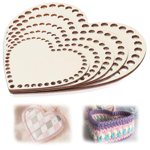 Palwin 5 Stück Korbboden Zum Häkeln Herzförmig Holzplatten, DIY Geflochtener Korbboden Basteln Mit Loch, Servierbrett Holz Für Küchen Dekoration,Selfmade Korbboden, Crochet Basket Palwin 5 Stück Korbboden Zum Häkeln Herzförmig Holzplatten, DIY Geflochtener Korbboden Basteln Mit Loch, Servierbrett Holz Für Küchen Dekoration,Selfmade Korbboden, Crochet Basket von Palwin