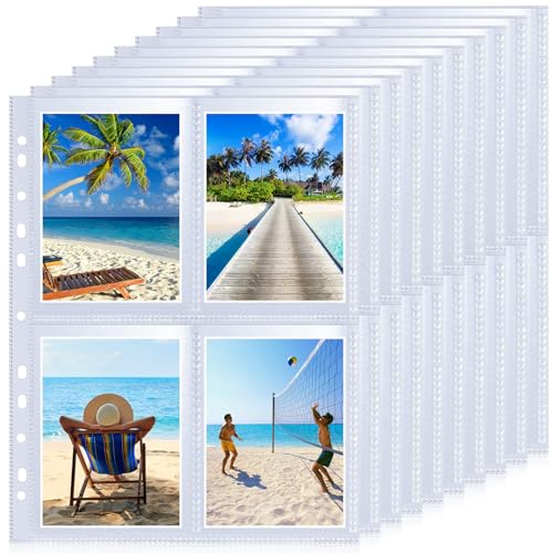 Palwin 40 Stück Fotohüllen DIN A4, 4-Fach Geteilt Fotosichthüllen, Transparente Postkartenhüllen, Sammel-Hüllen Sicht-Tasche, Prospekthülle zum Schutz von Postkarten Fotos, 10,8 x 15,2 cm von Palwin