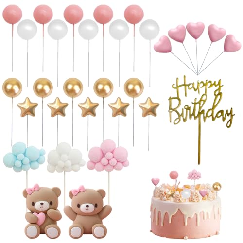 Palwin 31 Stück Teddybär Tortendeko Rosa, Süße Bär Kuchen Deko mit Happy Birthday Cake Topper, DIY Tortendeko Kugeln, Kuchendeko Bär für Mädchen Junge Geburtstag Party, Hochzeiten, Jubiläum Palwin 31 Stück Teddybär Tortendeko Rosa, Süße Bär Kuchen Deko mit Happy Birthday Cake Topper, DIY Tortendeko Kugeln, Kuchendeko Bär für Mädchen Junge Geburtstag Party, Hochzeiten, Jubiläum von Palwin