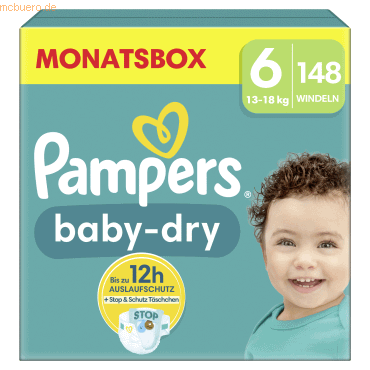 Pampers Windel Baby Dry 40785133 Gr.6 Extra Large 148 Stück Pampers Windel Baby Dry 40785133 Gr.6 Extra Large 148 Stück von Pampers