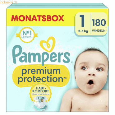 Pampers Windel Premium Protection 40705513 Gr.1 Newborn 180 Stück von Pampers