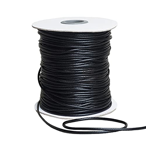 Pamtns Gewachste Baumwollschnur 1 Rolle (ca. 80 m) 2mm Nylonschnur Schwarz Faden Friesen String Spool Band für Ketten Wachsschnur Schwarzer Nylonfaden Baumwollband DIY-Bastel Deko von Pamtns